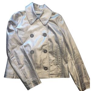 Vintage Ralph Lauren Jacket Women's Medium Silver Metallic Double Breasted